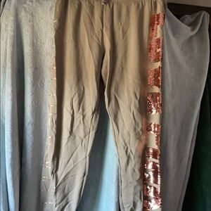 Green and rod gold pink joggers
